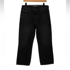 Grlfrnd high rise wide leg black jeans, size 30
